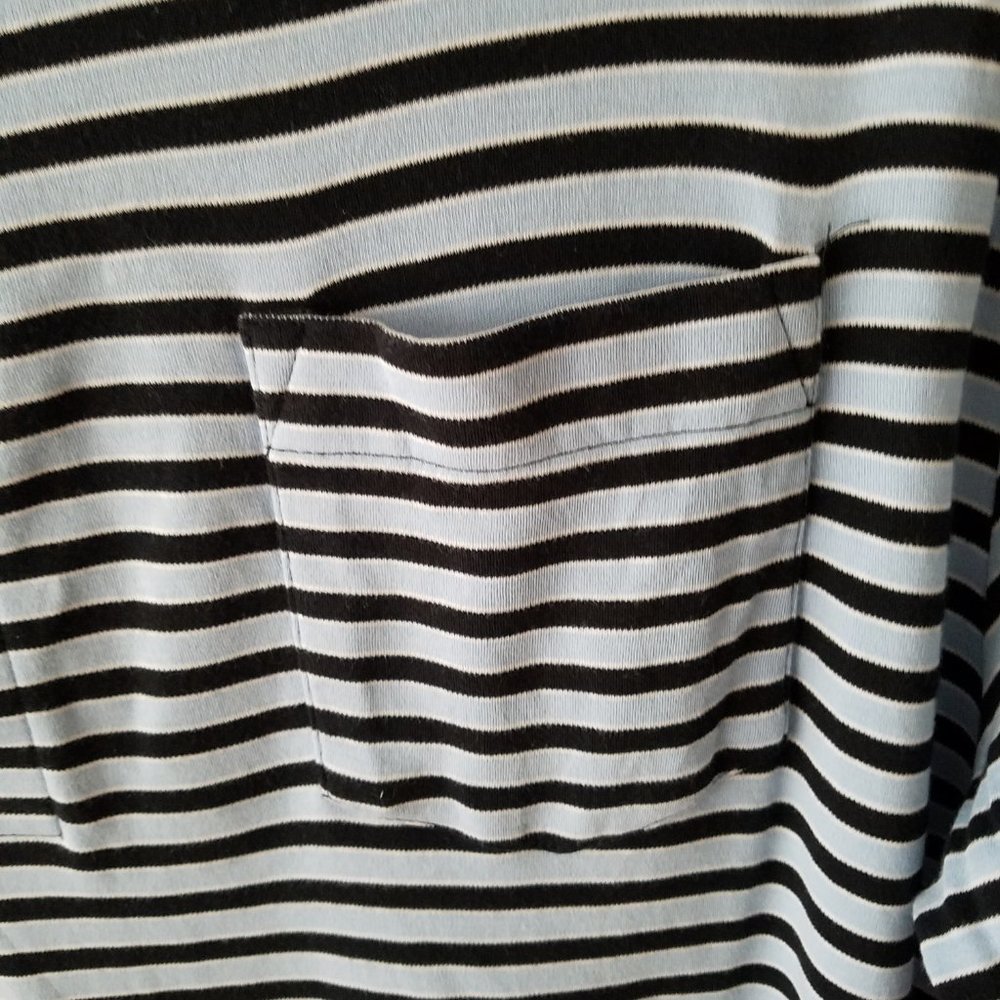 Peter Millar Shirt Mens Golf Polo Large Crown Black/Blue Stripe Pocket EUC - Picture 3 of 8